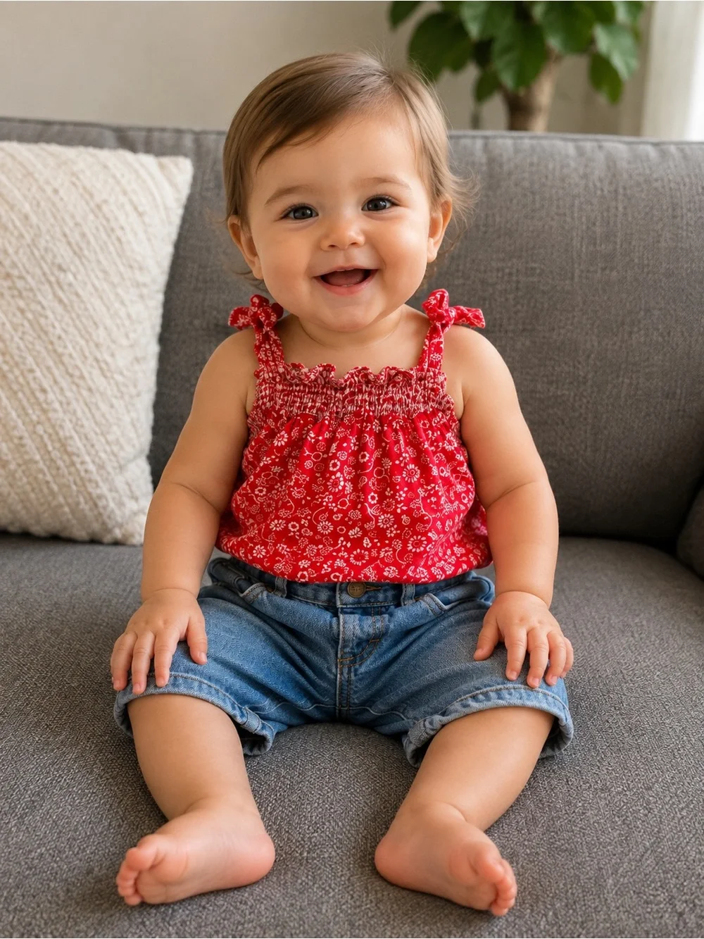 Bundle of 4 - Size 12-Month Girls Outfit Set - Pink, Teal & Denim Mix